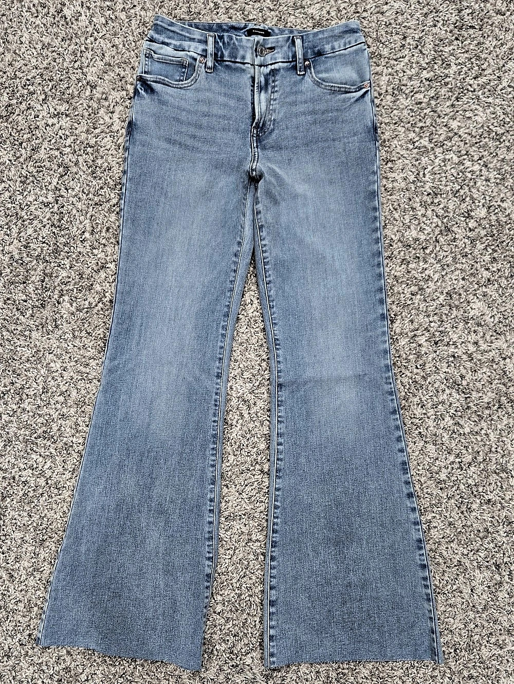 Express '70s Flare Mid Rise Flexx Hyper Stretch Flare Jeans Size Medium